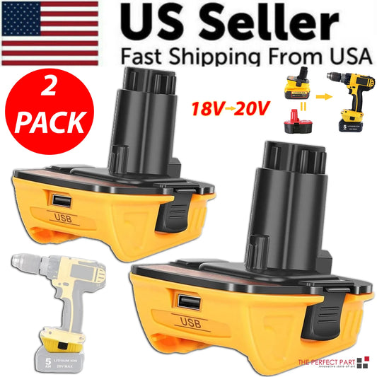 2X 18V to 20V MAX DCA1820 Adapter Converter for DEWALT 20 Volt Li-Ion Battery